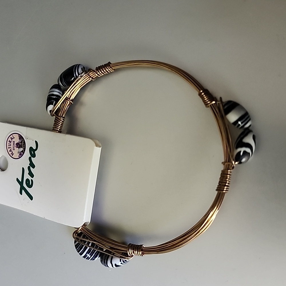 Terra ZEBRA STRIPE  stone wired bracelet